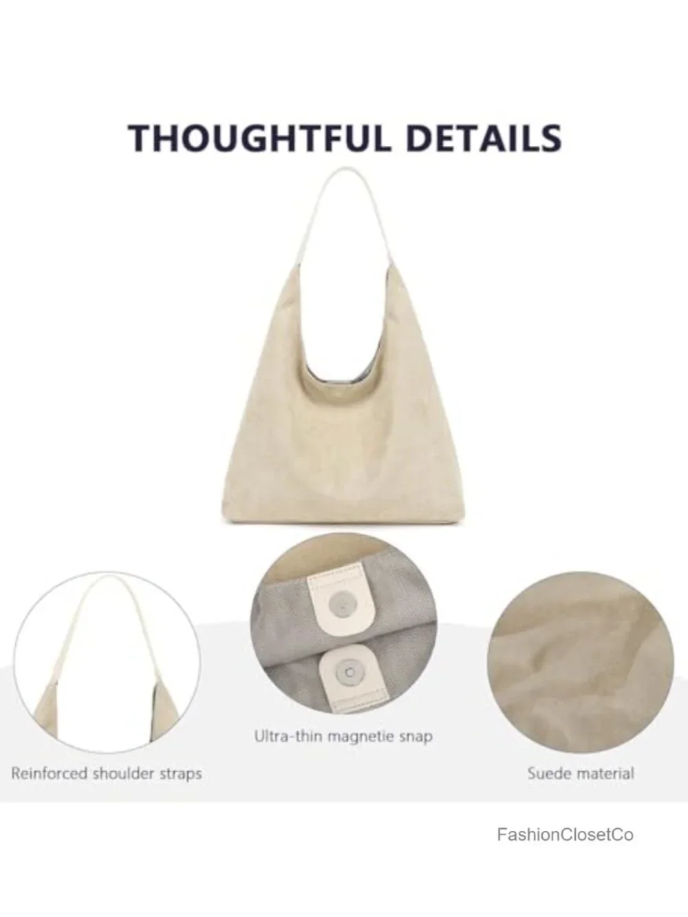 Super Soft Slouchy Hobo Bag, Large Capacity Work Handbags, Tote with Removable
